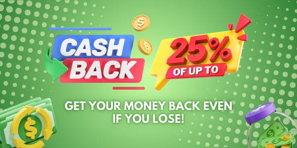 Promotional banner: colorful slot reels and popular titles